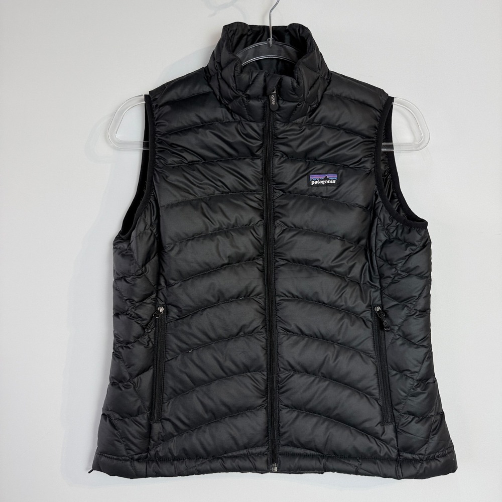 Patagonia Down Sweater Vest Womens S Black‎ 84627 Full Zip Puffer Udi's Logo - Picture 2 of 13